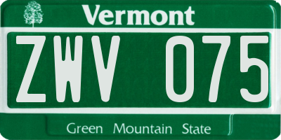 VT license plate ZWV075