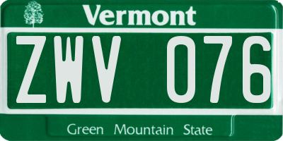 VT license plate ZWV076