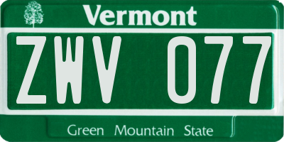 VT license plate ZWV077