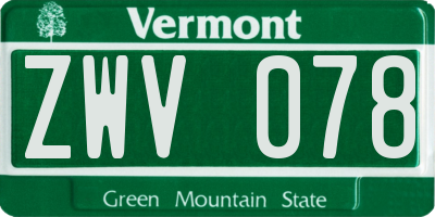 VT license plate ZWV078