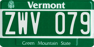 VT license plate ZWV079