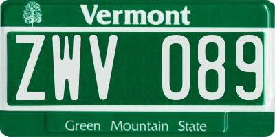VT license plate ZWV089