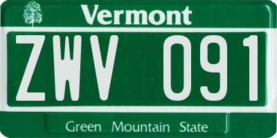 VT license plate ZWV091