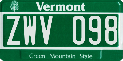 VT license plate ZWV098