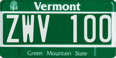 VT license plate ZWV100