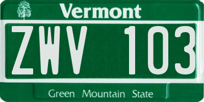 VT license plate ZWV103