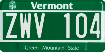 VT license plate ZWV104