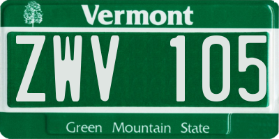 VT license plate ZWV105