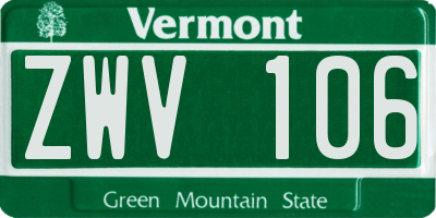 VT license plate ZWV106