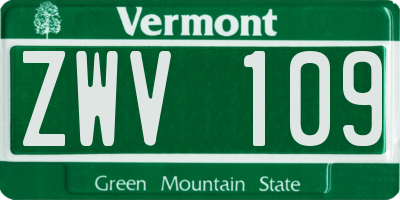 VT license plate ZWV109