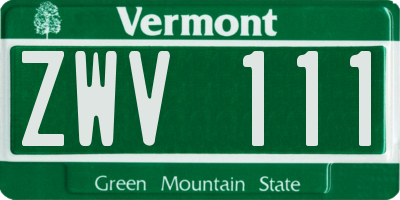 VT license plate ZWV111