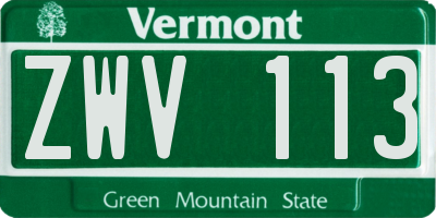 VT license plate ZWV113