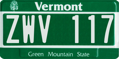 VT license plate ZWV117