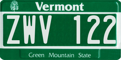 VT license plate ZWV122