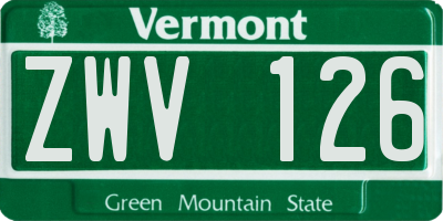 VT license plate ZWV126