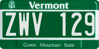 VT license plate ZWV129