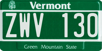 VT license plate ZWV130