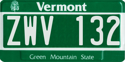 VT license plate ZWV132