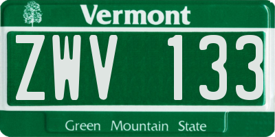 VT license plate ZWV133