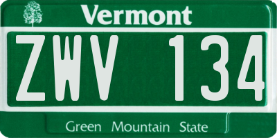 VT license plate ZWV134