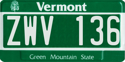 VT license plate ZWV136