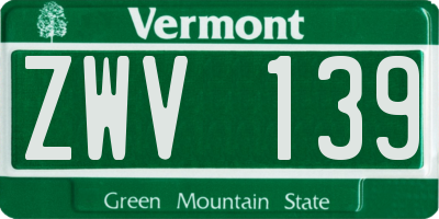 VT license plate ZWV139