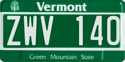 VT license plate ZWV140