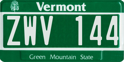 VT license plate ZWV144