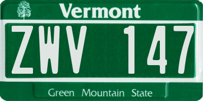 VT license plate ZWV147