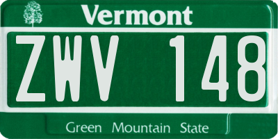 VT license plate ZWV148