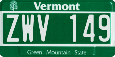 VT license plate ZWV149