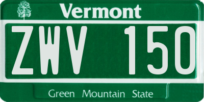 VT license plate ZWV150