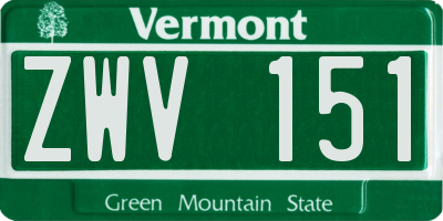 VT license plate ZWV151
