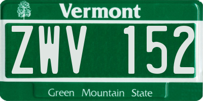 VT license plate ZWV152