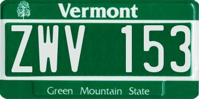 VT license plate ZWV153