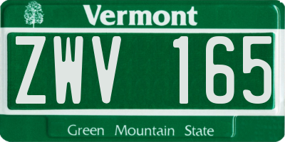 VT license plate ZWV165