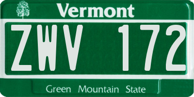 VT license plate ZWV172