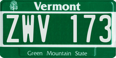 VT license plate ZWV173