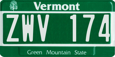 VT license plate ZWV174