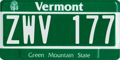 VT license plate ZWV177