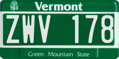 VT license plate ZWV178