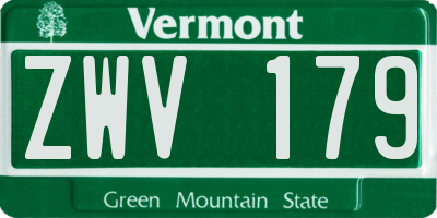 VT license plate ZWV179
