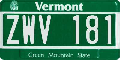 VT license plate ZWV181