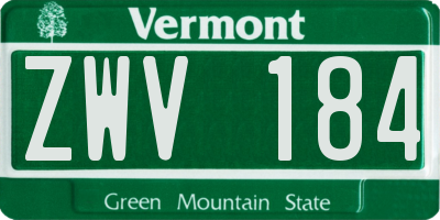 VT license plate ZWV184
