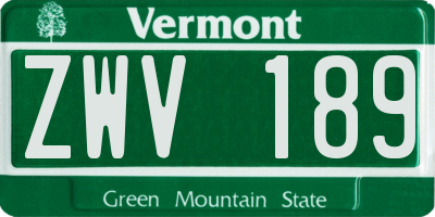 VT license plate ZWV189