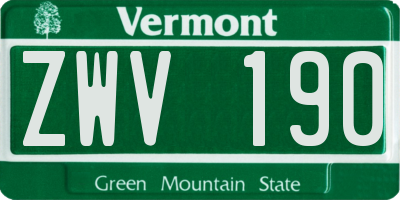 VT license plate ZWV190