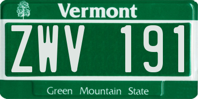 VT license plate ZWV191