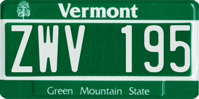 VT license plate ZWV195