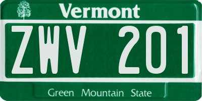 VT license plate ZWV201