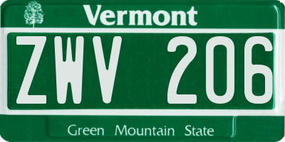 VT license plate ZWV206